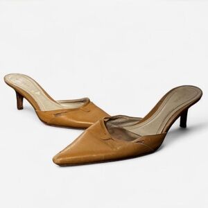 Y2K Ann Taylor Tan leather kitten heels size 6